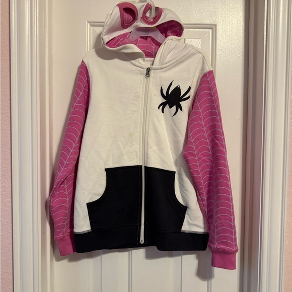 Marvel White Hoodie with Pink Web Design size 12